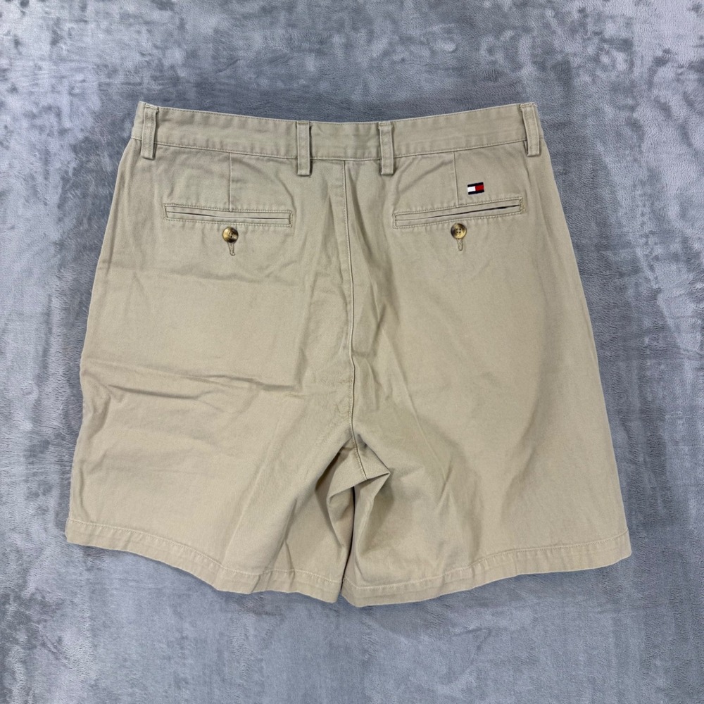 Vintage Tommy Hilfiger Pleated Chino Shorts Men's Size 36 Tan Cotton‎ Twill - Picture 2 of 7